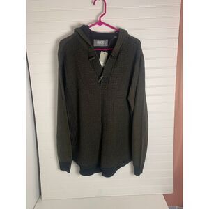 NWT BKE Mens Olive Green Textured Knit Hoodie Sweater with Toggle Buttons MEDIUM